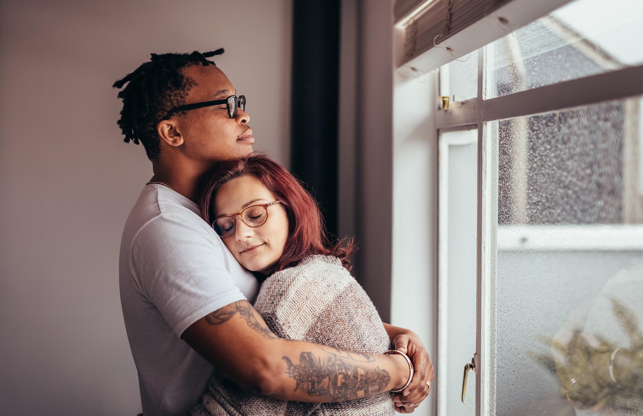 young couple hugging